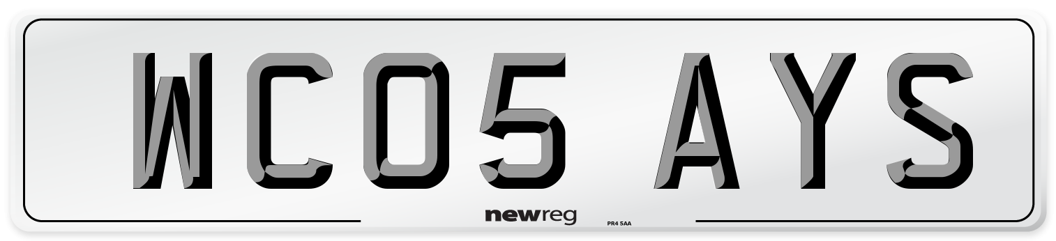 WC05 AYS Number Plate from New Reg